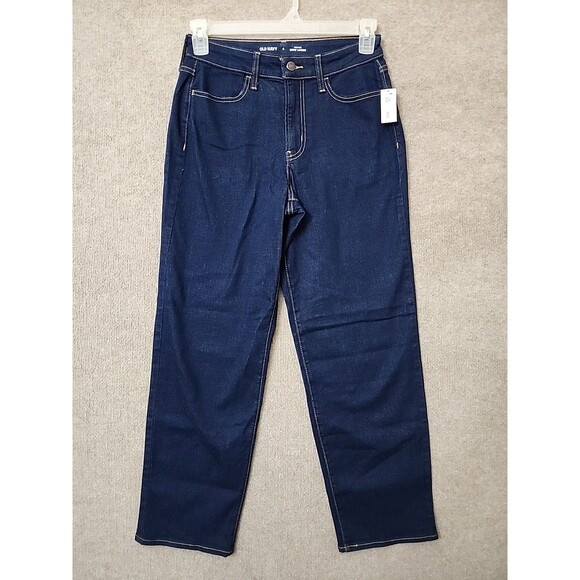 Old Navy High Rise Wow Loose Jeans Womens 6 Blue Dark Wash Stretch NEW - Picture 4 of 12